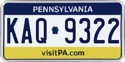 PA license plate KAQ9322
