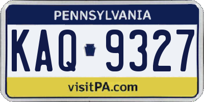 PA license plate KAQ9327