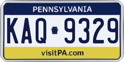PA license plate KAQ9329