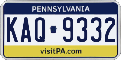 PA license plate KAQ9332