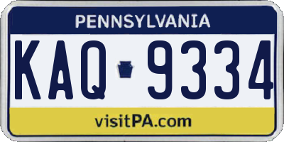 PA license plate KAQ9334