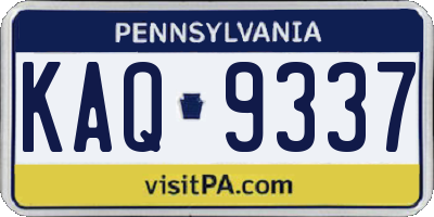 PA license plate KAQ9337