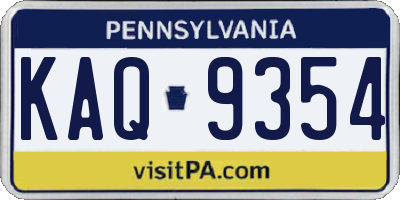 PA license plate KAQ9354