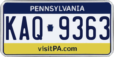 PA license plate KAQ9363