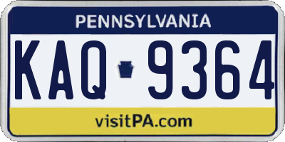 PA license plate KAQ9364