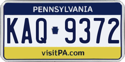 PA license plate KAQ9372