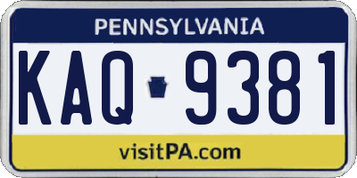 PA license plate KAQ9381