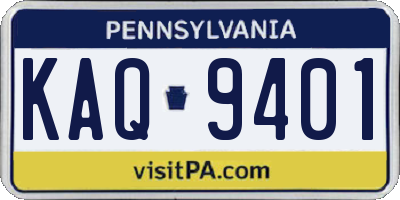 PA license plate KAQ9401