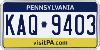 PA license plate KAQ9403