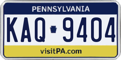 PA license plate KAQ9404