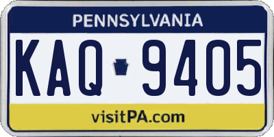 PA license plate KAQ9405