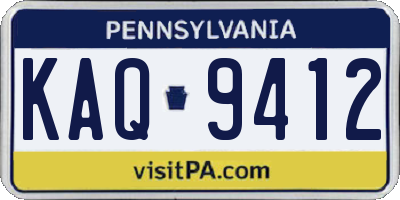 PA license plate KAQ9412