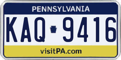 PA license plate KAQ9416
