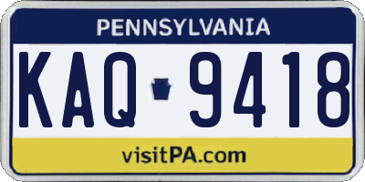 PA license plate KAQ9418