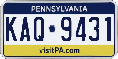 PA license plate KAQ9431