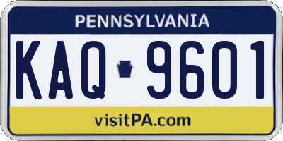 PA license plate KAQ9601