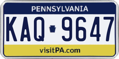 PA license plate KAQ9647
