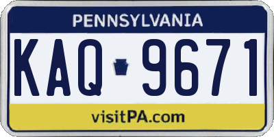 PA license plate KAQ9671