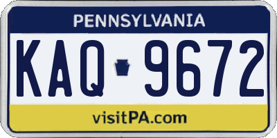 PA license plate KAQ9672