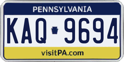 PA license plate KAQ9694