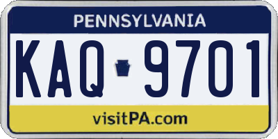PA license plate KAQ9701