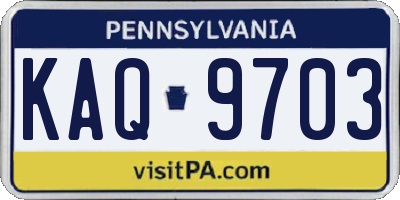 PA license plate KAQ9703