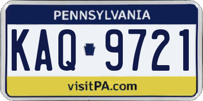 PA license plate KAQ9721