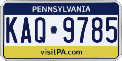 PA license plate KAQ9785
