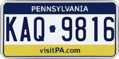 PA license plate KAQ9816