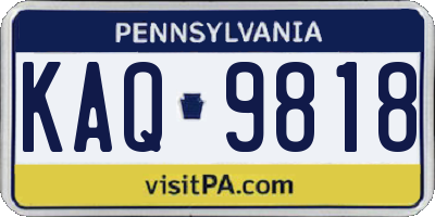 PA license plate KAQ9818
