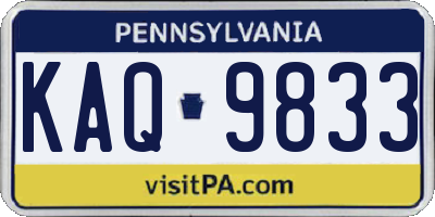 PA license plate KAQ9833