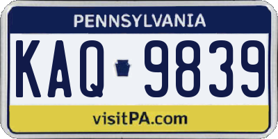PA license plate KAQ9839