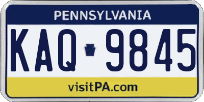 PA license plate KAQ9845