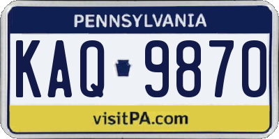 PA license plate KAQ9870