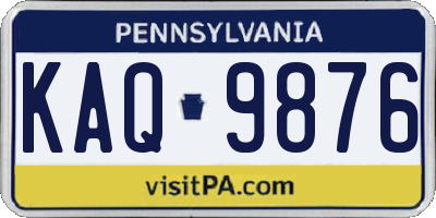 PA license plate KAQ9876