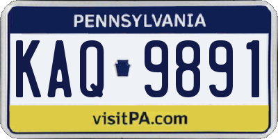 PA license plate KAQ9891