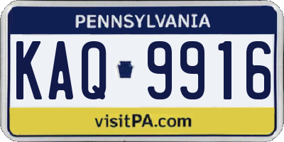 PA license plate KAQ9916