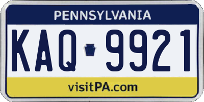 PA license plate KAQ9921