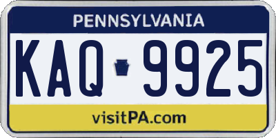 PA license plate KAQ9925