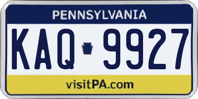 PA license plate KAQ9927