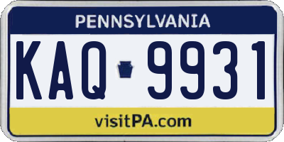 PA license plate KAQ9931