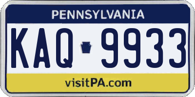 PA license plate KAQ9933