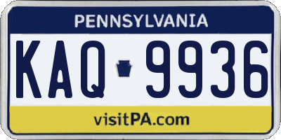 PA license plate KAQ9936