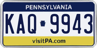 PA license plate KAQ9943