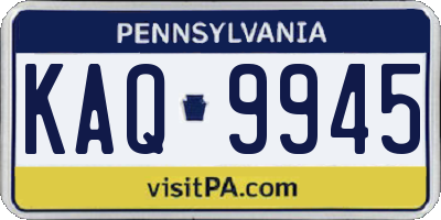 PA license plate KAQ9945