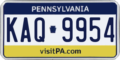 PA license plate KAQ9954