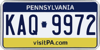 PA license plate KAQ9972
