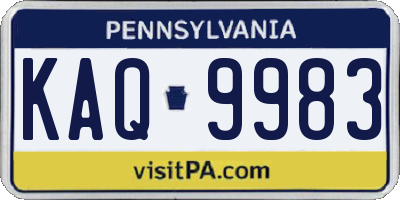 PA license plate KAQ9983