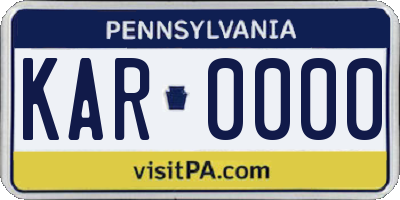 PA license plate KAR0000