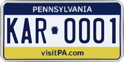 PA license plate KAR0001